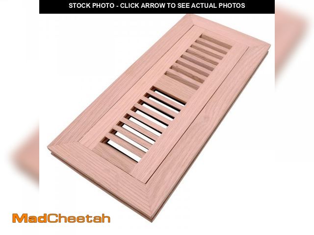 Lot 74-11554546 - Oak Floor Register for 3x10 Inch Duct Holes - Flush Mount Floor Vent with Metal Damper - Red Wooden ...