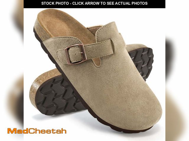 Lot 74-12778582 - Ecetana Women's Suede Clogs &amp; Mules Cork Footbed Slip On Leather Mules with Arch Support 8.5 - U...