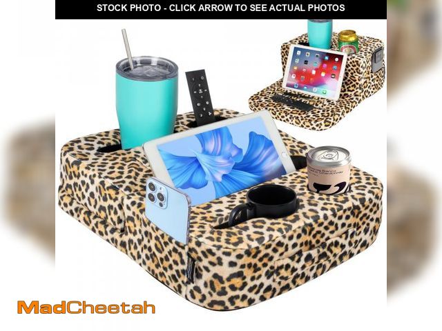 Lot 74-12490994 - Couch Cup Holder Tray &amp; Tablet Pillow Stand - Bed, Couch Caddy, Sofa, RV &amp; Car - Holds Drink...