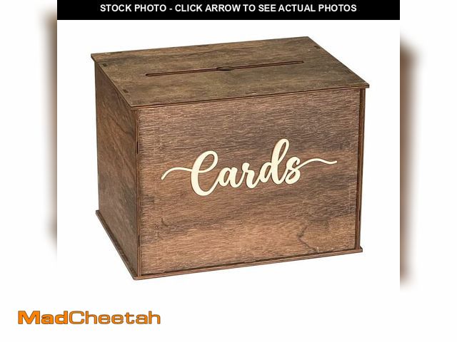 Lot 74-14058284 - Cregugua Large Card Box 12"x 9"x 9" Rustic Wooden Card box Gifts Card Box for Wedding Birthday Baby ...