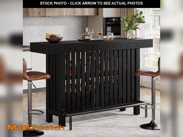 Lot 74-12163945 - (MISSING HARDWARE) TRIBESIGNS WAY TO ORIGIN Adan 63 in. Home Black Wood Modern 2-Tier Bar Table Foot...