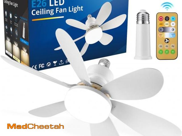 Lot 74-10233081 - Vtuik Ceiling Fans with Lights, 20.5 inch E26 Base Screw in Small Ceiling Fan in Light Socket, Light...