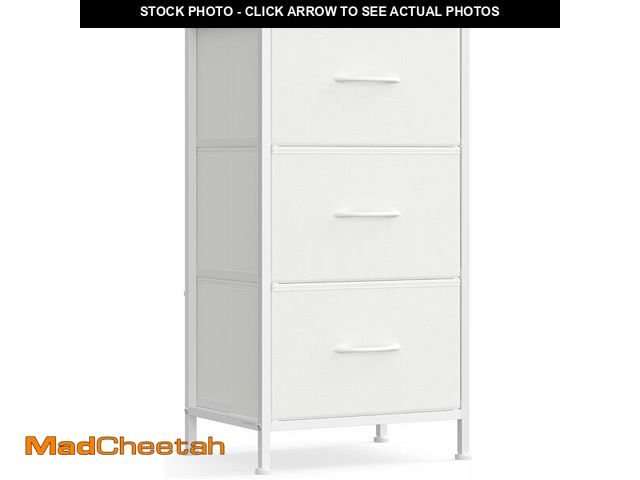 Lot 74-14067614 - SONGMICS Dresser for Bedroom, Chest of Drawers, Steel, MDF, 3 Non-Woven Fabric Drawers, Storage Orga...