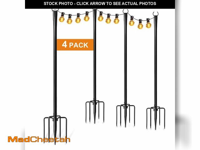 Lot 74-14377205 - 4 Pack String Light Poles for Outside, Thickened Metal Christmas Lights Hanger Pole Outdoor with For...