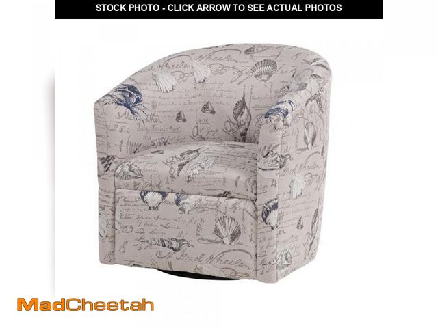 Lot 74-12145660 - Beach Harbor Gray Polyester Swivel Barrel Chair - USED