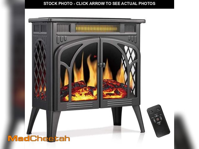 Lot 74-12804568 - R.W.FLAME 23.48 in. Freestanding Electric Fireplace Stove Heater in Grey - UNUSED
