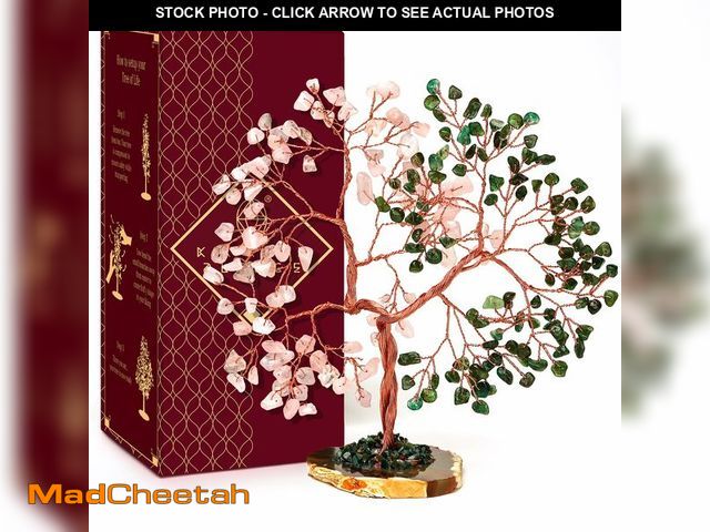 Lot 74-14060100 - Handmade Healing Crystal Tree of Life Green Aventurine &amp; Rose Quartz Chakra Tree for Money, Good...