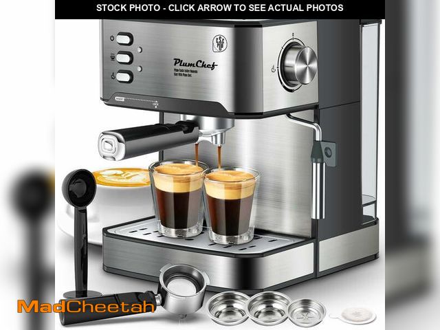 Lot 74-14350451 - Plum Chef 20 Bar Espresso Machine with Milk Frother Steam Wand, Professional Coffee Maker for Cappuc...