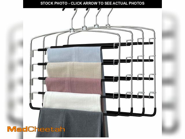 Lot 74-12549751 - Pants Hangers 4 Pack, Swing Arm Trousers Hanger, Space Saving Pants Rack, 5 Layers Jeans Hangers wit...