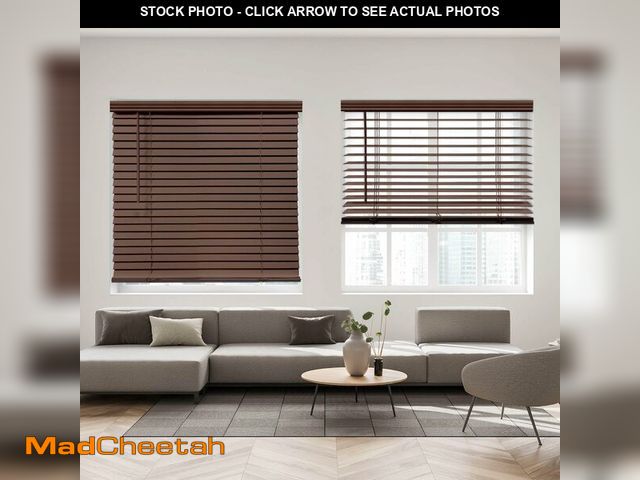 Lot 74-12632919 - DEZ FURNISHINGS Cordless 2" Signature Faux Wood Blind, 35" W x 48" H, Bark Brown - UNUSED