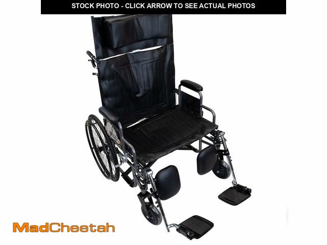 Lot 74-12822024 - Dynarex Bari+Max Bariatric Reclining Wheelchair with Elevating Leg Rest, Extended Headrest, Foldable...