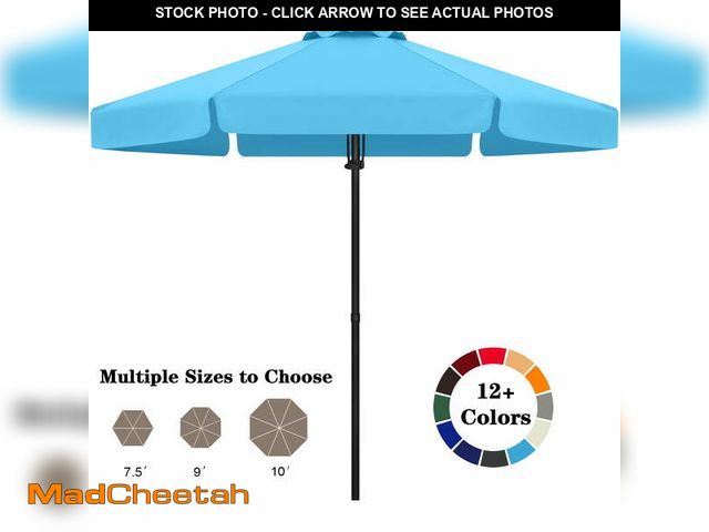 Lot 74-12764393 - ABCCANOPY 7.5ft Outdoor Market Hand Push Patio Umbrella With Hanging Edge,12+Colors, Turquoise - USE...