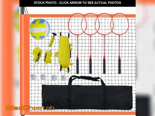 Lot 74-14441971 - VEVOR Outdoor Volleyball and Badminton Combo Net Set Portable Height Adjustable Steel Poles, Profess...
