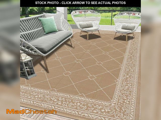 Lot 74-14369242 - Enyhom Outdoor Rug Waterproof 9'x12', Reversible Plastic Straw Rug RV Camping Rug,Outside Carpet for...