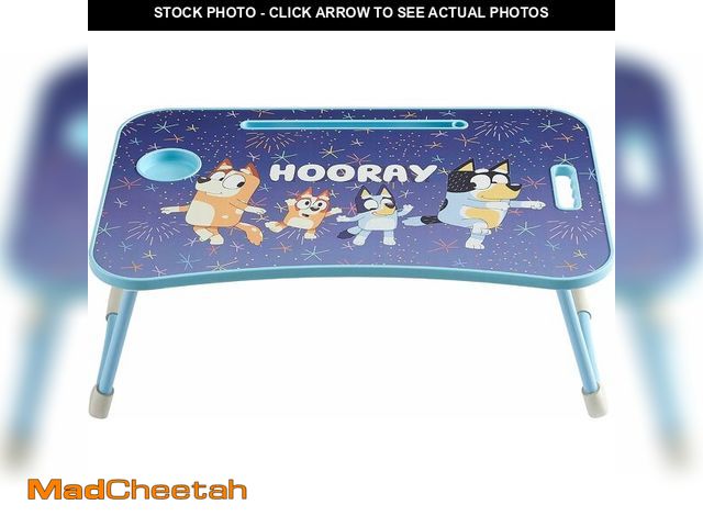 Lot 74-14348579 - Bluey and Friends Lap Desk Tray Table with Folding Legs, Cup Holder &amp; Device Slot, Portable Kids...