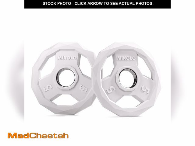 Lot 74-13564137 - Mikolo Olympic Weights Set 2-Inch Rubber Plates, 12-Sided Non-Roll Rubber Grip with 3 Handles for Ho...