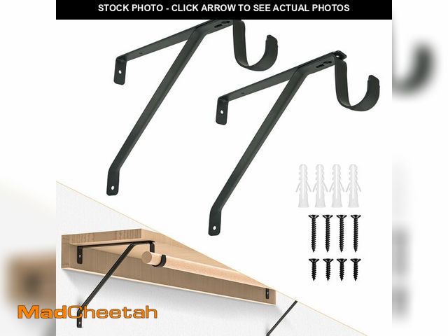 Lot 74-13626892 - LANMIERT Heavy Duty Closet Rod Bracket, Adjustable Black Closet Shelf &amp; Rod Brackets for 3/4" Wa...