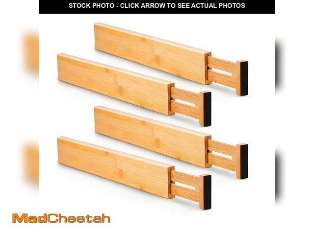 Lot 74-14154325 - Utoplike 4 pcs Bamboo Kitchen Drawer Dividers Large, Adjustable Drawer Organizers, Spring Loaded, Ex...