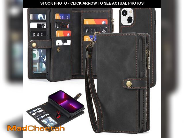 Lot 74-14065695 - TwoHead Designed for iPhone 14 Wallet Case with Card Holder, Detachable Magnetic Phone Case PU Leath...