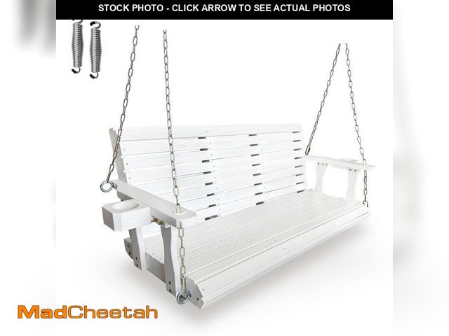 Lot 74-14243000 - *DIRTY/MISSING HARDWARE* Innovaze 70 in. 3-Person Wood Porch Swing with Cup Holders, Hanging Chains ...