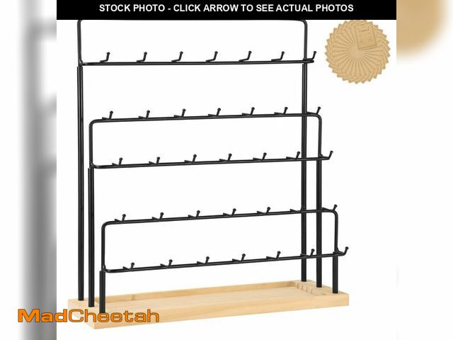 Lot 74-12716624 - RNTBWD Earring Display for Vendors 6 Tier 42 Hooks Wood Earring Display Rack Holder for Earings Neck...