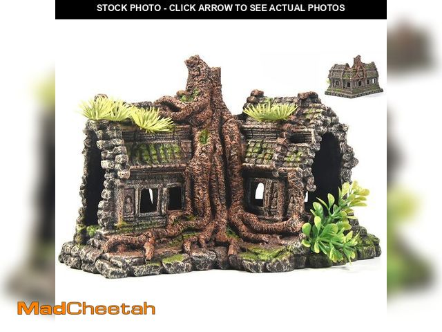 Lot 74-14301220 - PTFJZ Aquarium Decorations Large Fish Tank Ornament Reptile House Shelter Decor Aquarium Hides with ...