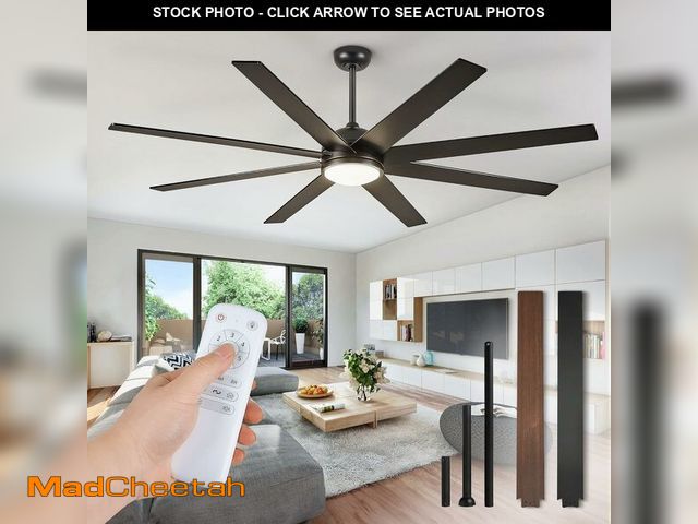 Lot 74-13709566 - Fanbulous 65 Inch Ceiling Fans with Lights and Remote, Black Indoor/Outdoor Ceiling Fan with Quiet R...