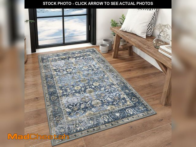 Lot 74-14049746 - KUTA Vintage Floral 3x5 Entryway Rug, Area Rugs for Living Room Blue Grey Beige Washable Kitchen Car...