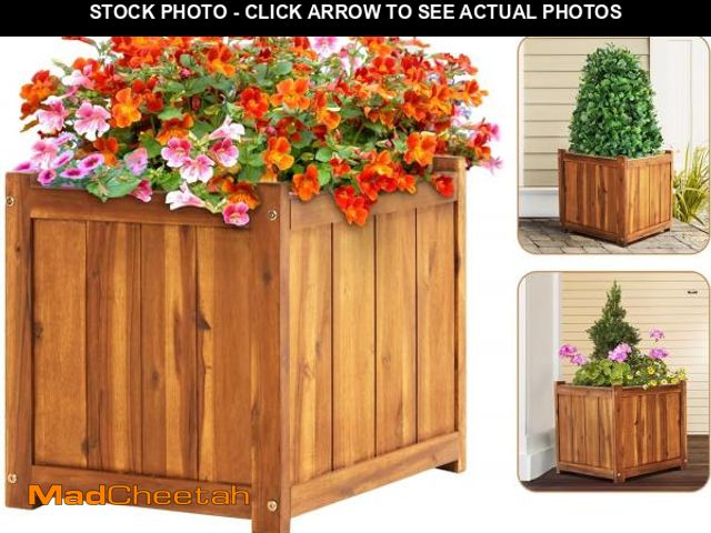 Lot 74-12150585 - Idzo Hardwood Outdoor Flower Box, Durable Acacia Wood Flower Boxes for Outdoor Plants with Ergonomic...