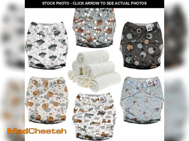 Lot 74-12328952 - Mama Koala 3.0 Cloth Diapers for Babies with AWJ Lining, 6 Pack with 6 Natural Cloth Diaper Inserts ...