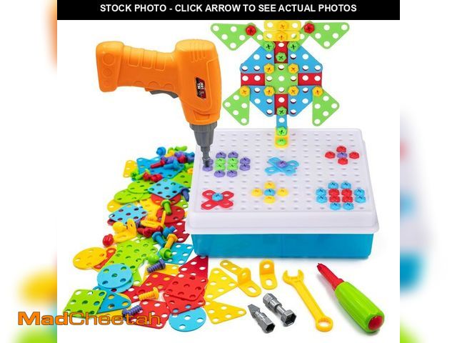 Lot 74-13630385 - STEM Drill &amp; Build Kit for Kids Ages 3-8 | Electric Toy Drill with 193+ Pieces (Screws, Nuts, Ra...