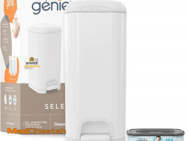 Lot 74-12136881 - Diaper Genie Select Pail is Made of Durable Stainless Steel and Includes 1 Starter Square Refill Tha...