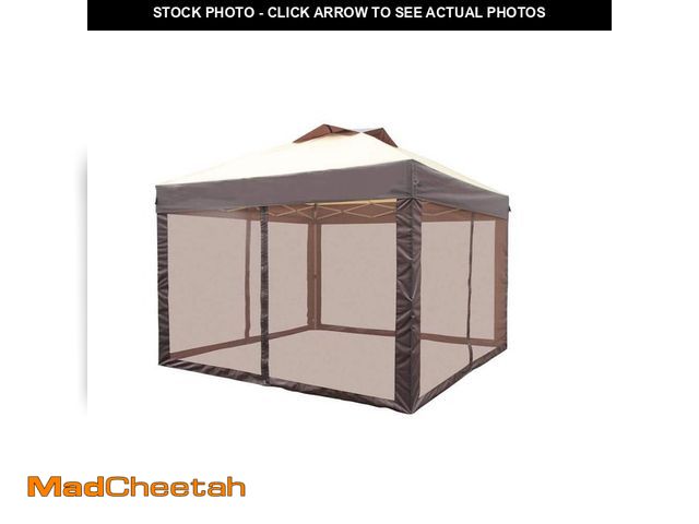 Lot 74-12731420 - Hampton Bay Stockton 11 ft. x 11 ft. Brown Outdoor Patio Pop-Up Canopy with Netting - UNUSED