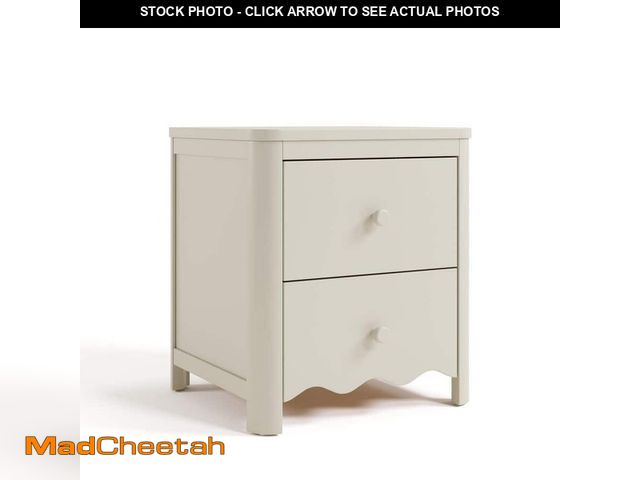 Lot 74-14394413 - (LEG IS CRACKED) Storkcraft Casablanca Frosted Oat 2 Drawer Nightstand - UNUSED