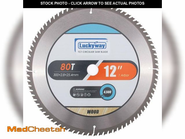 Lot 74-14382652 - Luckyway 12 Inch Miter Saw Blade 80T Fine Finish with 1 Inch Arbor TCT Wood Crosscutting Saw Blade -...
