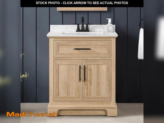 Lot 74-12185523 - Home Decorators Collection Doveton 30 in. Single Sink Freestanding Weathered Tan Bath Vanity with Wh...