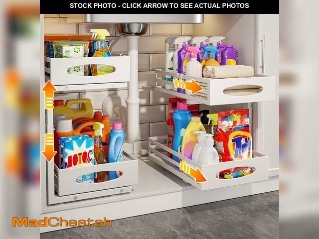 Lot 74-14065763 - Under Sink Organizer, 2 Tier Under Sink Organizers and Storage, Adjustable Height, Slide out Metal C...