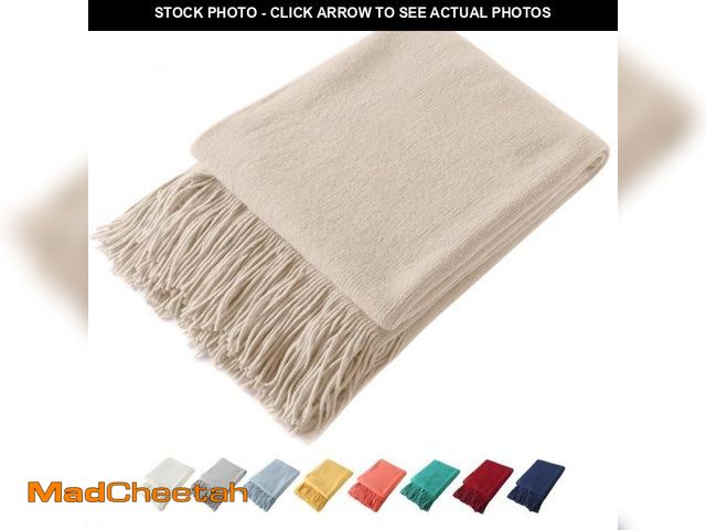 Lot 74-12307856 - Homiest Decorative Knitted Throw Blanket with Fringe, Lightweight Acrylic Knit, Soft &amp; Cozy Tass...