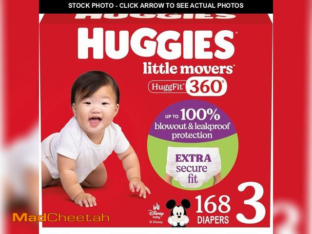 Lot 74-13709805 - Huggies Size 3 Baby Diapers, Little Movers HuggFit 360ÃÂ° Baby Diapers with 360ÃÂ° Waistband, Size...