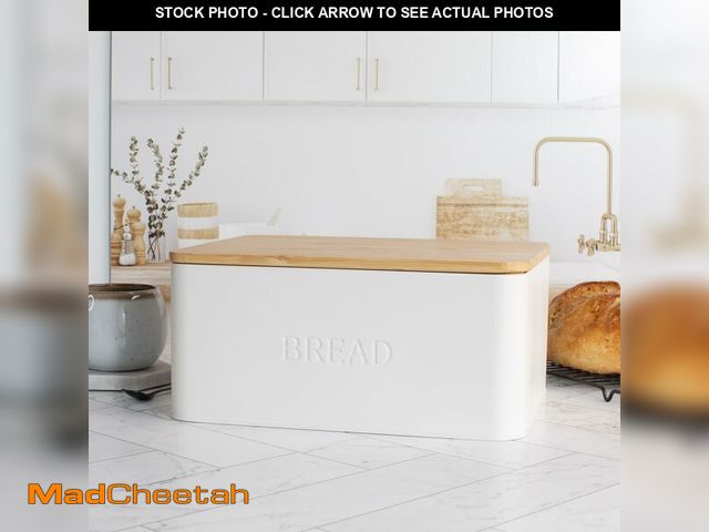 Lot 74-13967571 - ZICOTO Beautiful Bread Box With Wooden Lid For Your Kitchen Countertop - Spacious Container Perfectl...