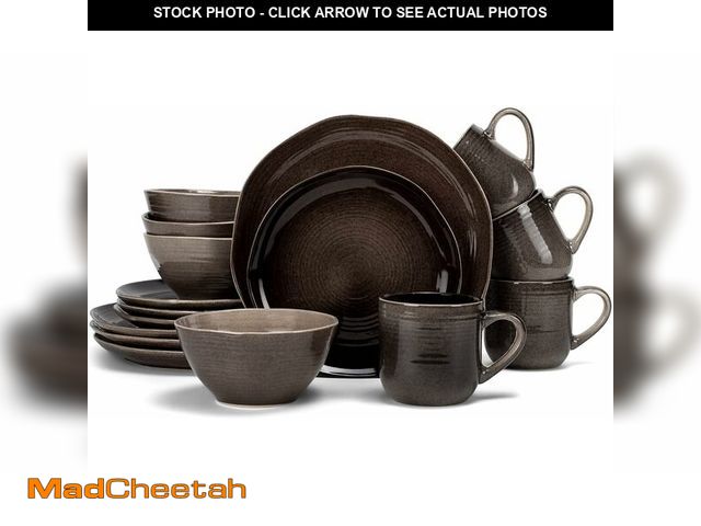 Lot 74-13926997 - Elanze Designs Reactive Glaze Farmhouse Rustic Boho Ceramic Stoneware Dinnerware 16 Piece Plate Bowl...