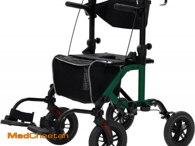 Lot 74-12396609 - ELENKER All-Terrain 2 in 1 Rollator Walker &amp; Transport Chair, Folding Wheelchair with 10" Non-Pn...