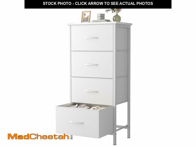 Lot 74-13802592 - (MISSING HARDWARE) Sweetcrispy Nightstand Small Bedroom Dresser with 4 Fabric Drawers, Bed Side Furn...