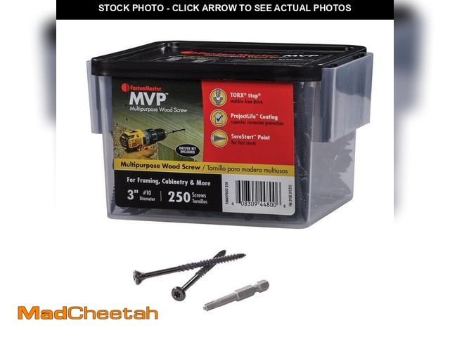 Lot 74-12854663 - FastenMaster #10 x 3 in. Torx TTAP Drive SureSink Flat Head MVP Multipurpose Wood Screw (250 Pack) -...