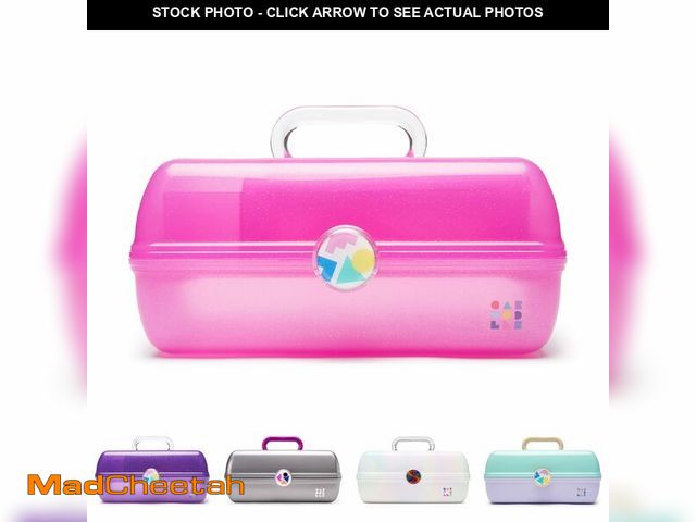 Lot 74-12710271 - Caboodles On-The-Go Girl Makeup Box, Hot Pink Sparkle, Hard Plastic Makeup Organizer Box, Built-In M...