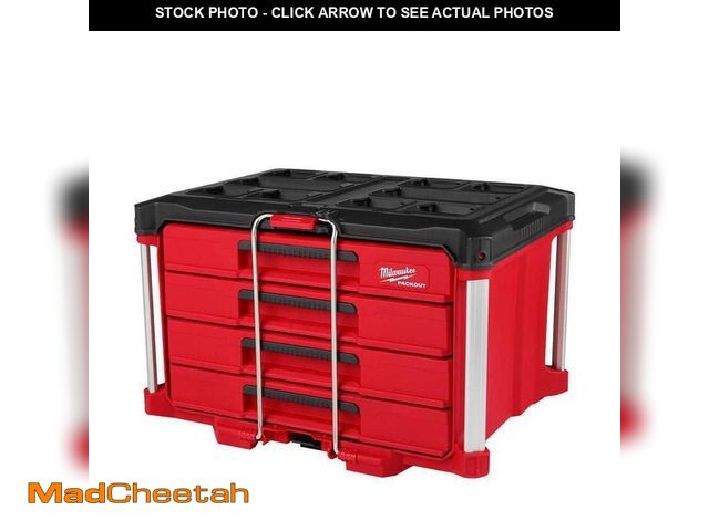 Lot 74-12464450 - Milwaukee PACKOUT 22 in. Modular 4-Drawer Tool Box with Metal Reinforced Corners and 50 lbs. Capacit...