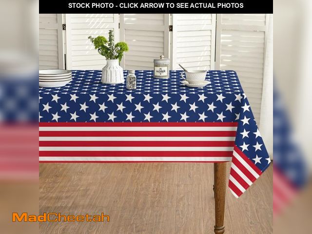 Lot 74-12115932 - Horaldaily 4th of July Tablecloth 60x120 Inch, Patriotic American Flag Independence Day Memorial Day...