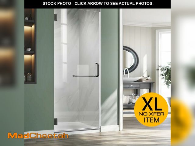 Lot 74-12785514 - Hinged Shower Door, 32" W X 72" H Bathroom Shower Doors Clear Glass Shower Panel, 5/16" (8mm) Framel...