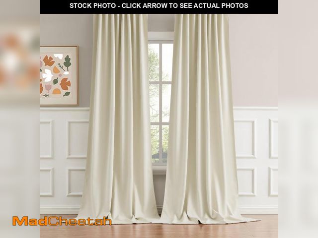 Lot 74-11549142 - DUALIFE 120 Inch Long Back Tab Beige Long Curtains - Rod Pocket Blackout Tall Window Drapes for Bedr...