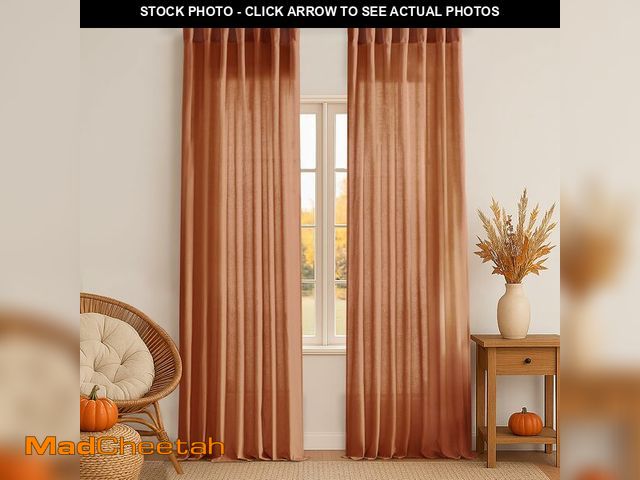 Lot 74-12719090 - XTMYI Burnt Orange Curtains 2 Panels 84 Inches Long for Bedroom,Boho Back Tab Hooks Pleated Linen Sh...